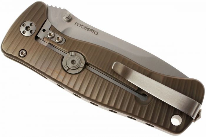 Нож складной LionSteel SR2 B (BRONZE) Mini, сталь Uddeholm Sleipner® Satin, рукоять титан по технологии Solid®, бронзовый