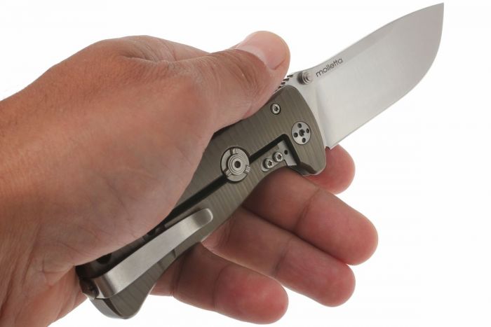 Нож складной LionSteel SR2 B (BRONZE) Mini, сталь Uddeholm Sleipner® Satin, рукоять титан по технологии Solid®, бронзовый
